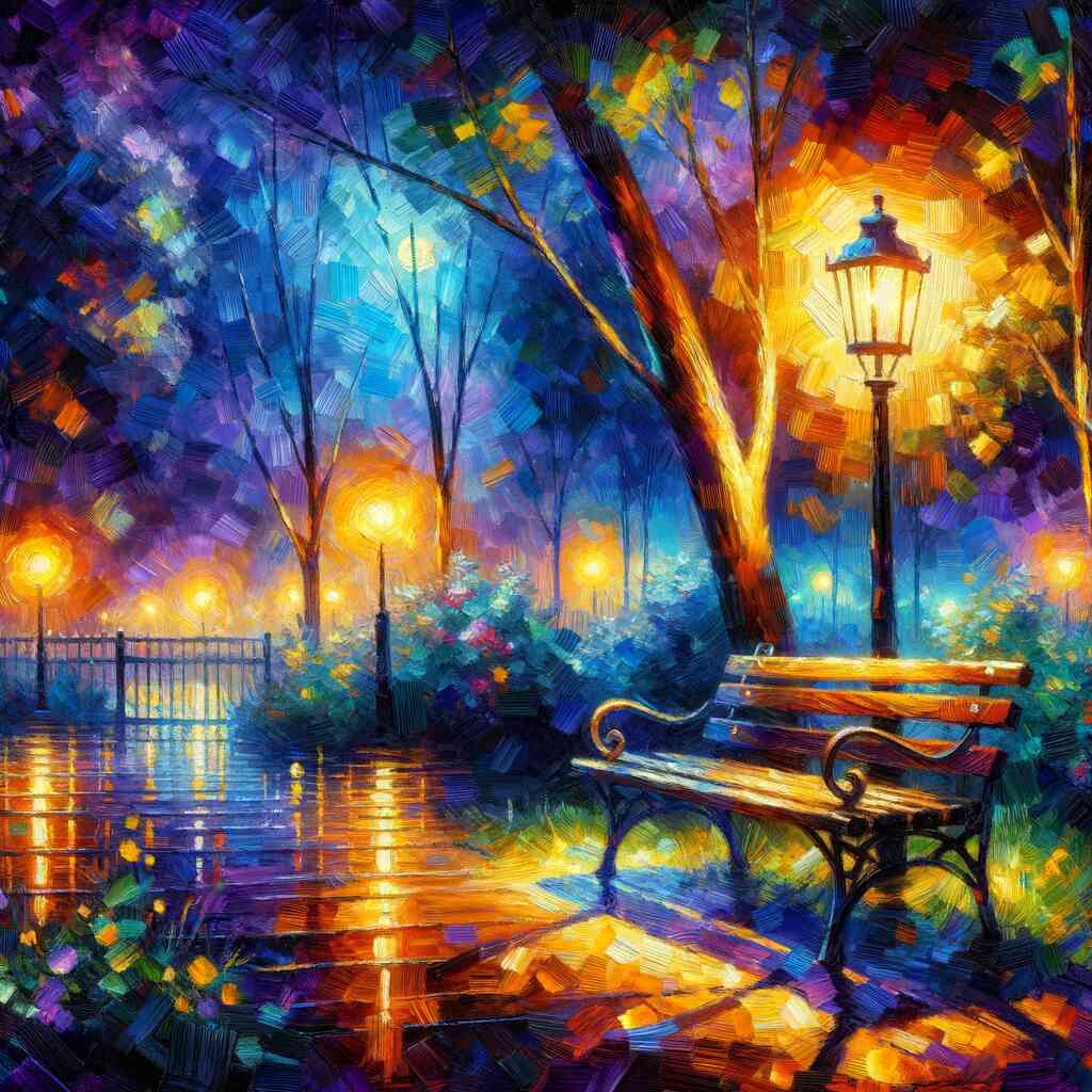 AB Diamond Painting - Lichterspiel mit Bank