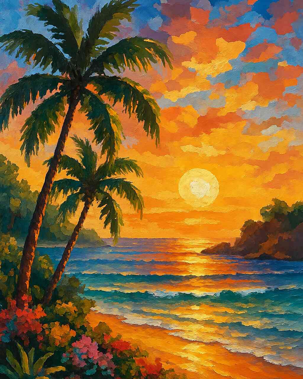 Diamond Painting - Farben des goldenen Abends am Meer