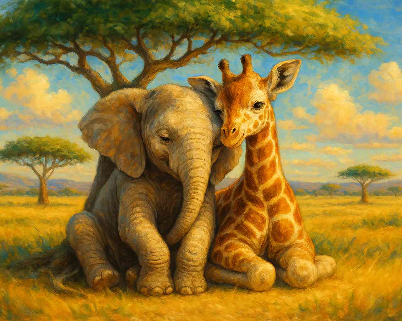 Diamond Painting - Freunde unter der Savannensonne