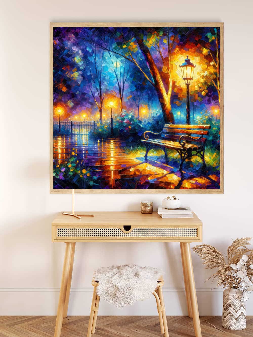 AB Diamond Painting - Lichterspiel mit Bank