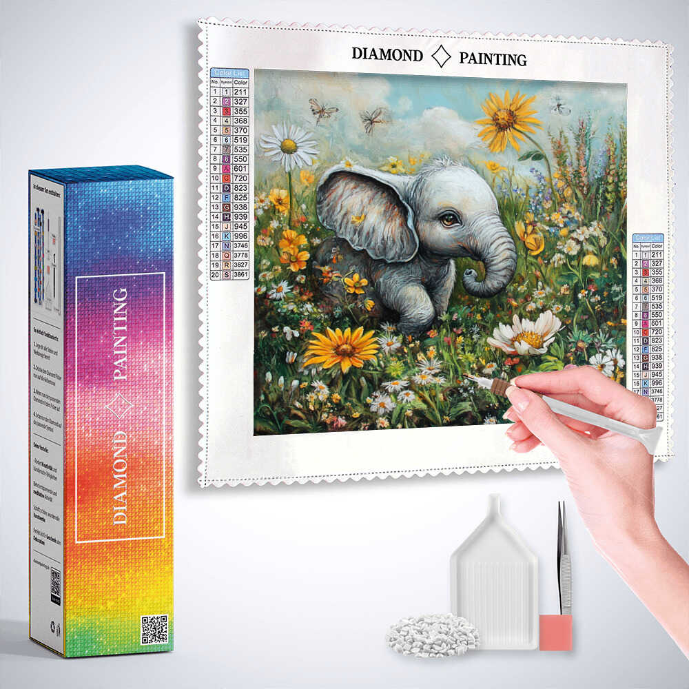 Diamond Painting - Frühlingszauber im Elefantenherz