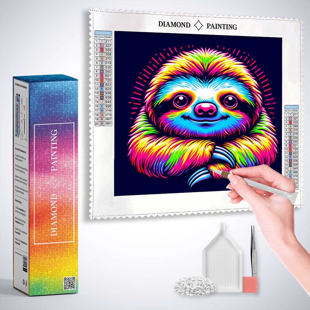 Diamond Painting - Farbenfrohes Faultier