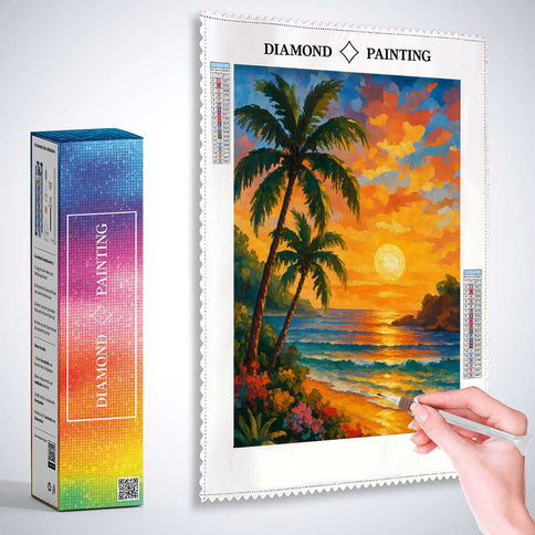 Diamond Painting - Farben des goldenen Abends am Meer
