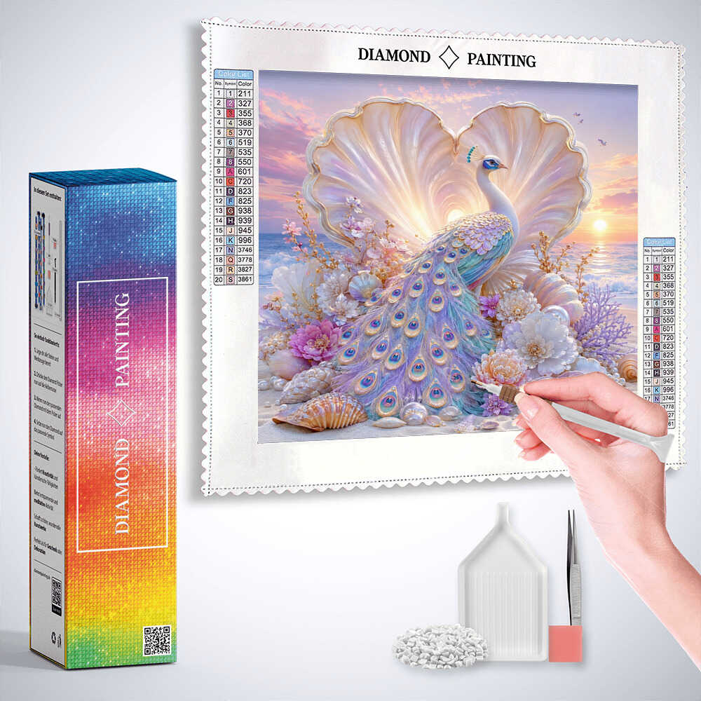 Diamond Painting - Pfauenglanz in Perlmuttschimmer