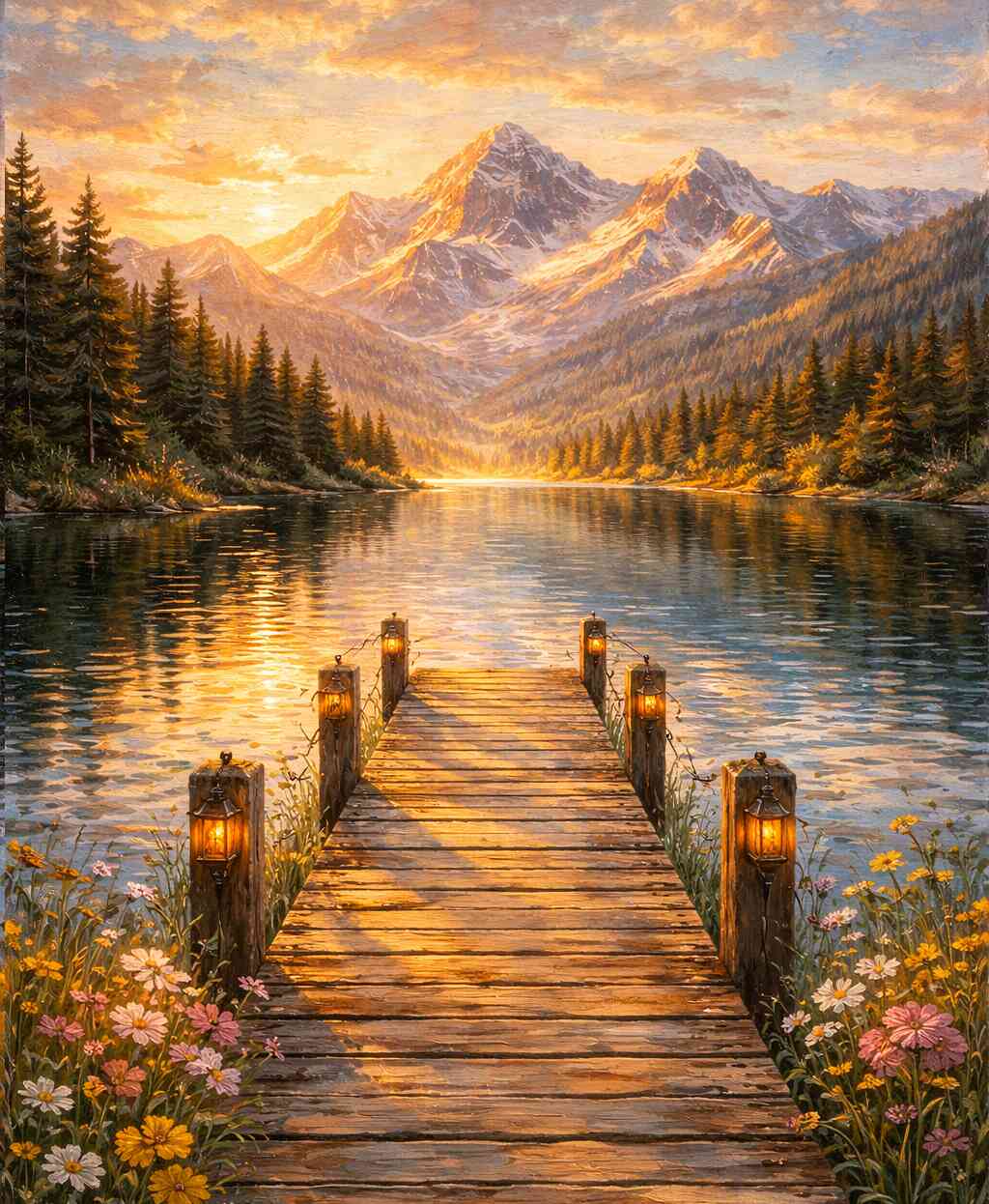 Diamond Painting - Goldene Stille am See