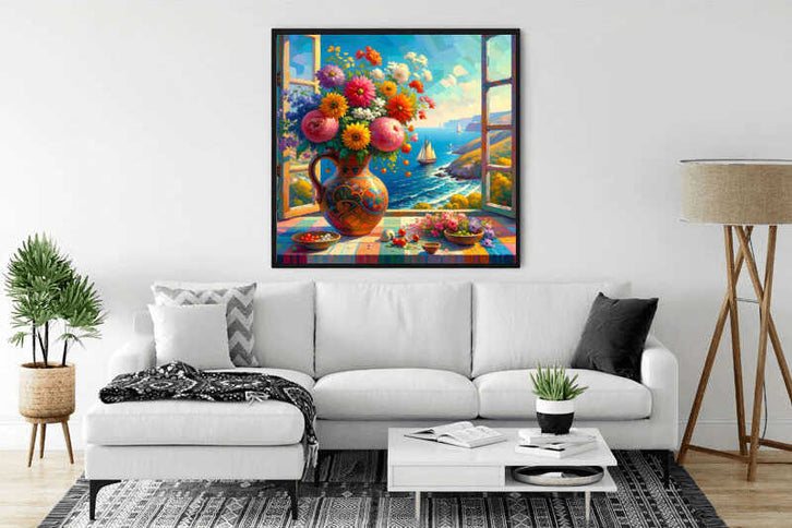 Diamond Painting - Fensterblick auf das Mittelmeer