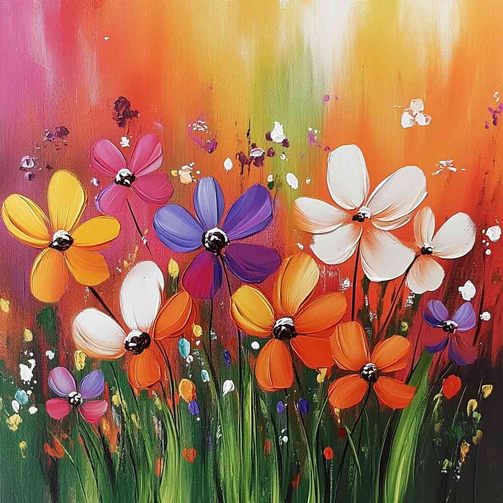 Diamond Painting - Blühendes Farbgeflüster, Abstrakt