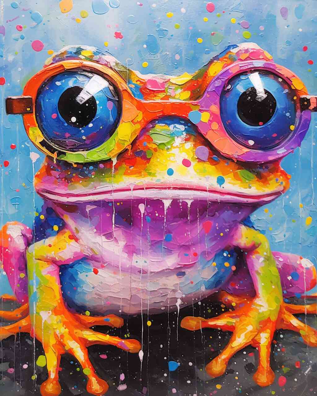 Diamond Painting - Frabenfroher Frosch mit Brillenaugen