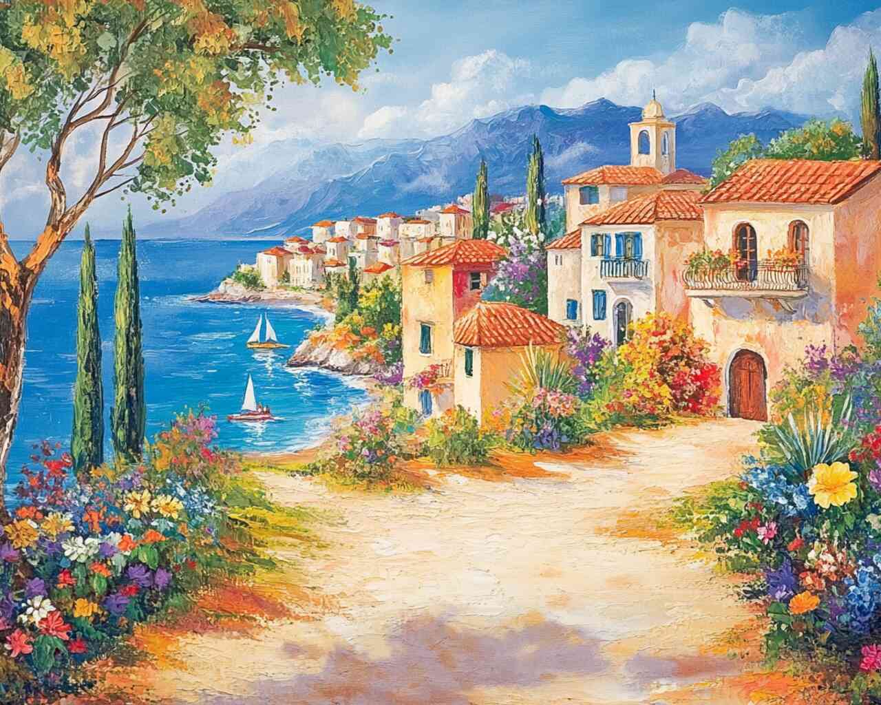 Diamond Painting - Mediterrane Idylle, malerische Landschaft