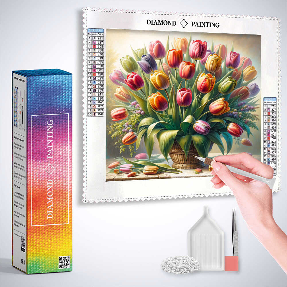 Diamond Painting - Tulpenpracht im Morgenlicht
