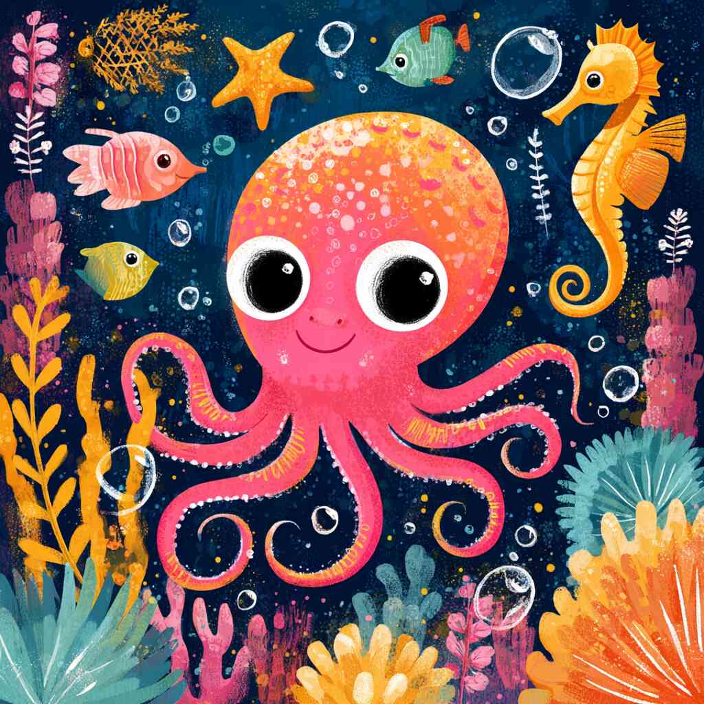 Diamond Painting - Ozeanzauber: Die fröhliche Welt des kleinen Oktopus