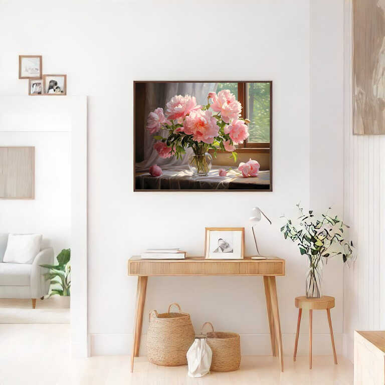 Diamond Painting - Morgenlicht und Pfingstrosen