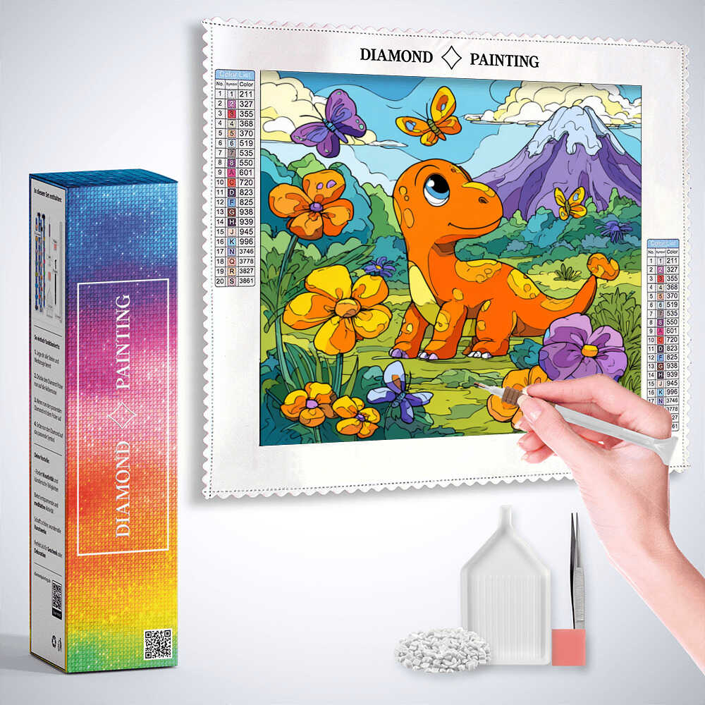 Diamond Painting - Fröhlicher Frühling im Dino-Land