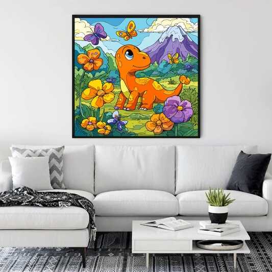 Diamond Painting - Fröhlicher Frühling im Dino-Land