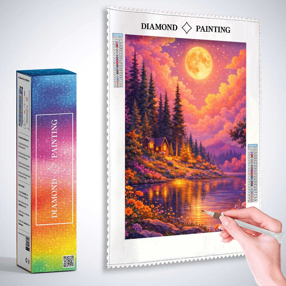 Diamond Painting - Magische Mondnacht am See