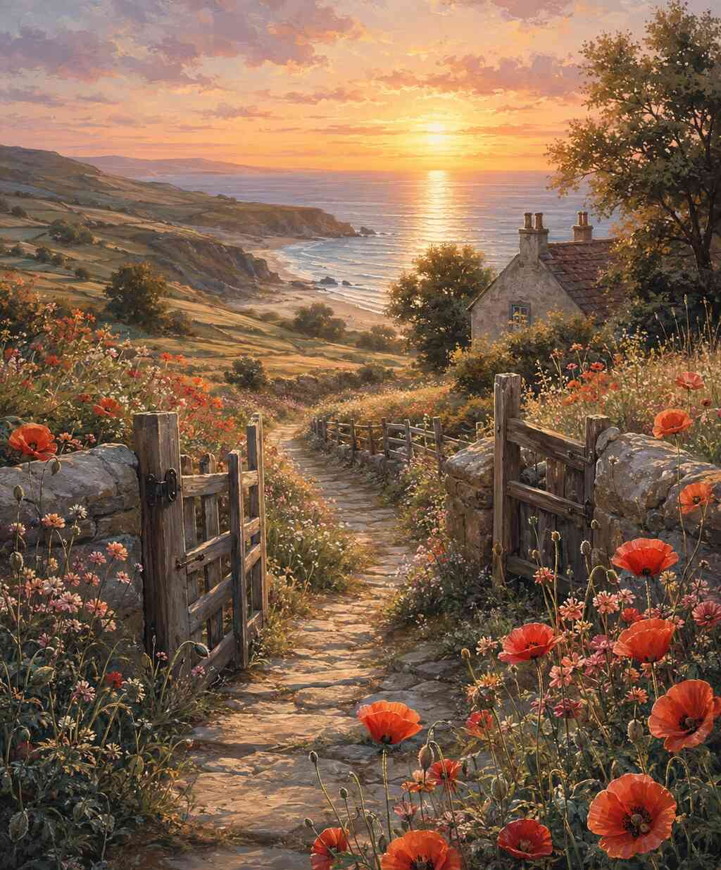 Diamond Painting - Pfad zum goldenen Horizont