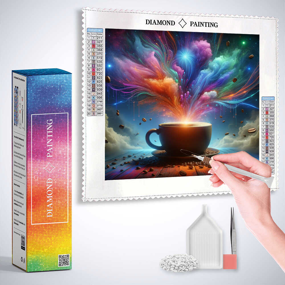 Diamond Painting - Kosmischer Kaffeegenuss