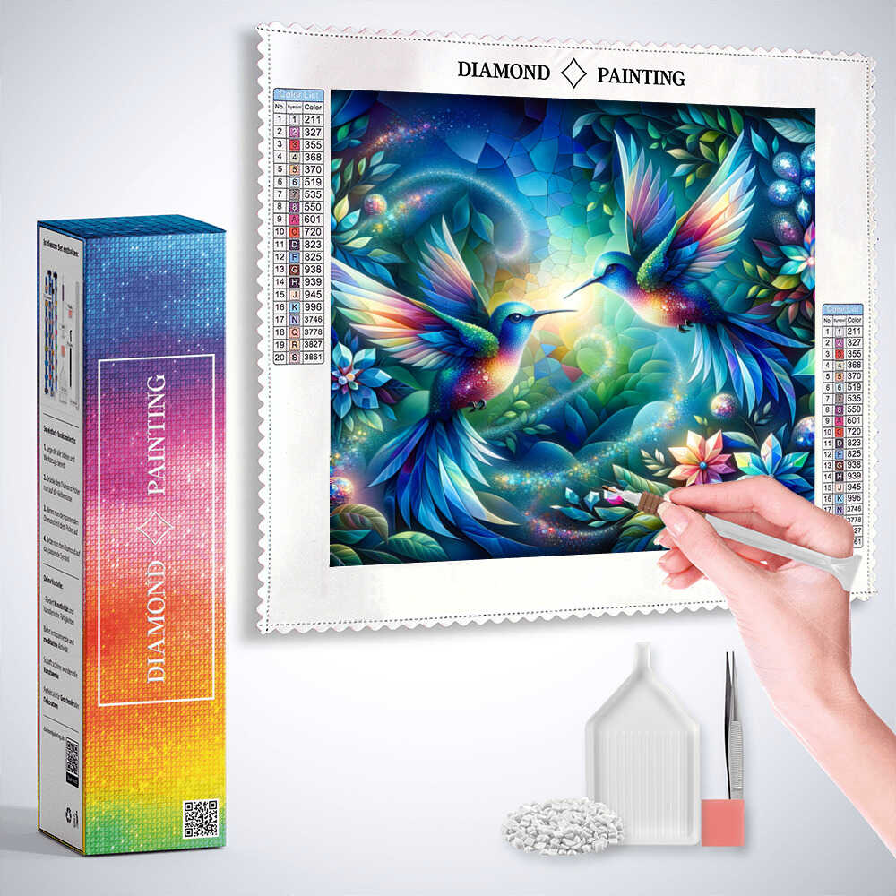 Diamond Painting - Kolibri in Blau und Grün