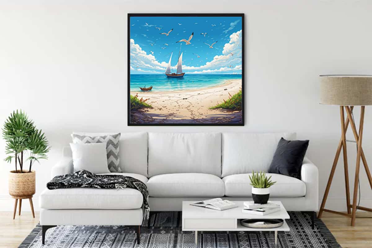 Diamond Painting - Paradiesstrand - gedruckt in Ultra-HD - Boote, Meer, Neu eingetroffen, Quadratisch, Strand