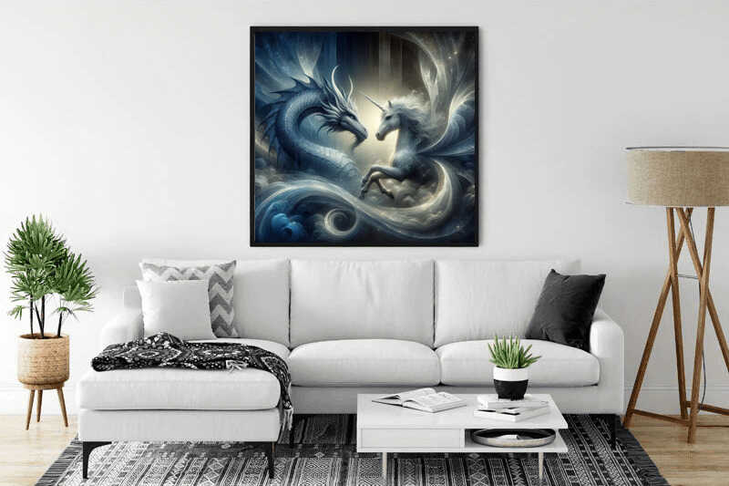 Diamond Painting - Drache und Einhorn