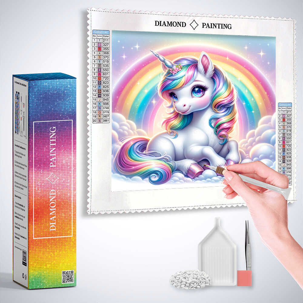 Diamond Painting - Einhorn vor Regenbogen