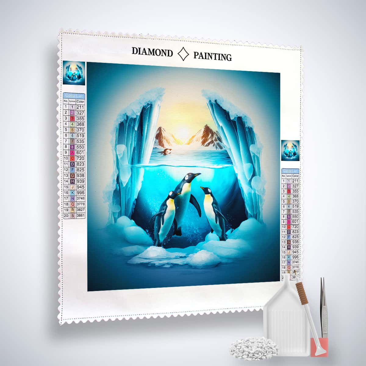 Diamond Painting - Pinguine unter Wasser - gedruckt in Ultra-HD - Neu eingetroffen, Pinguin, Quadratisch, Tiere