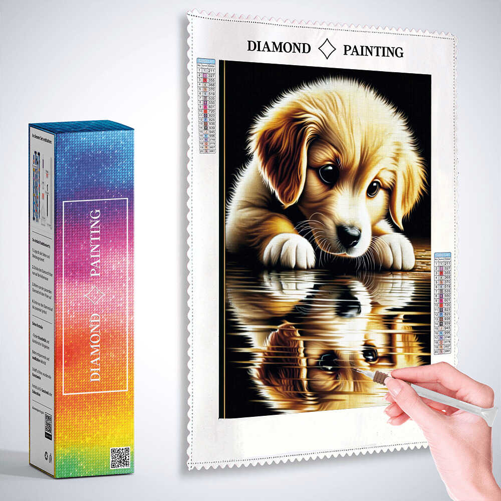 Diamond Painting - Goldenretriver Spiegelbild