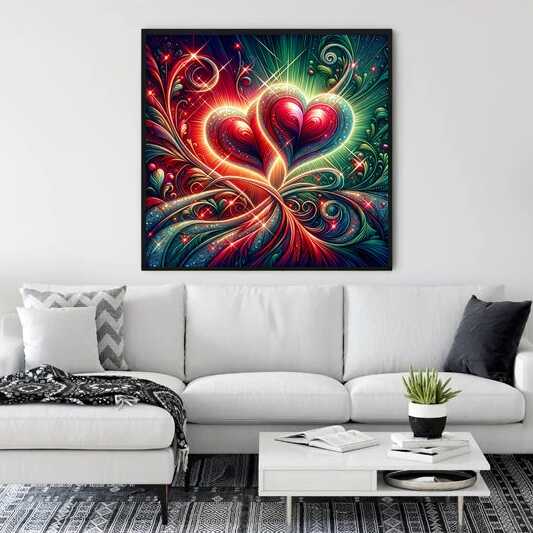 Diamond Painting - Zwei rote Herzen