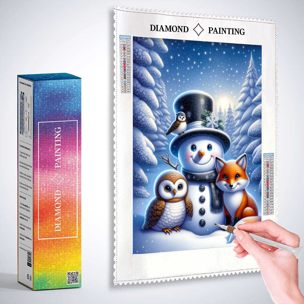 Diamond Painting - Schneemann, Eule, Fuchs