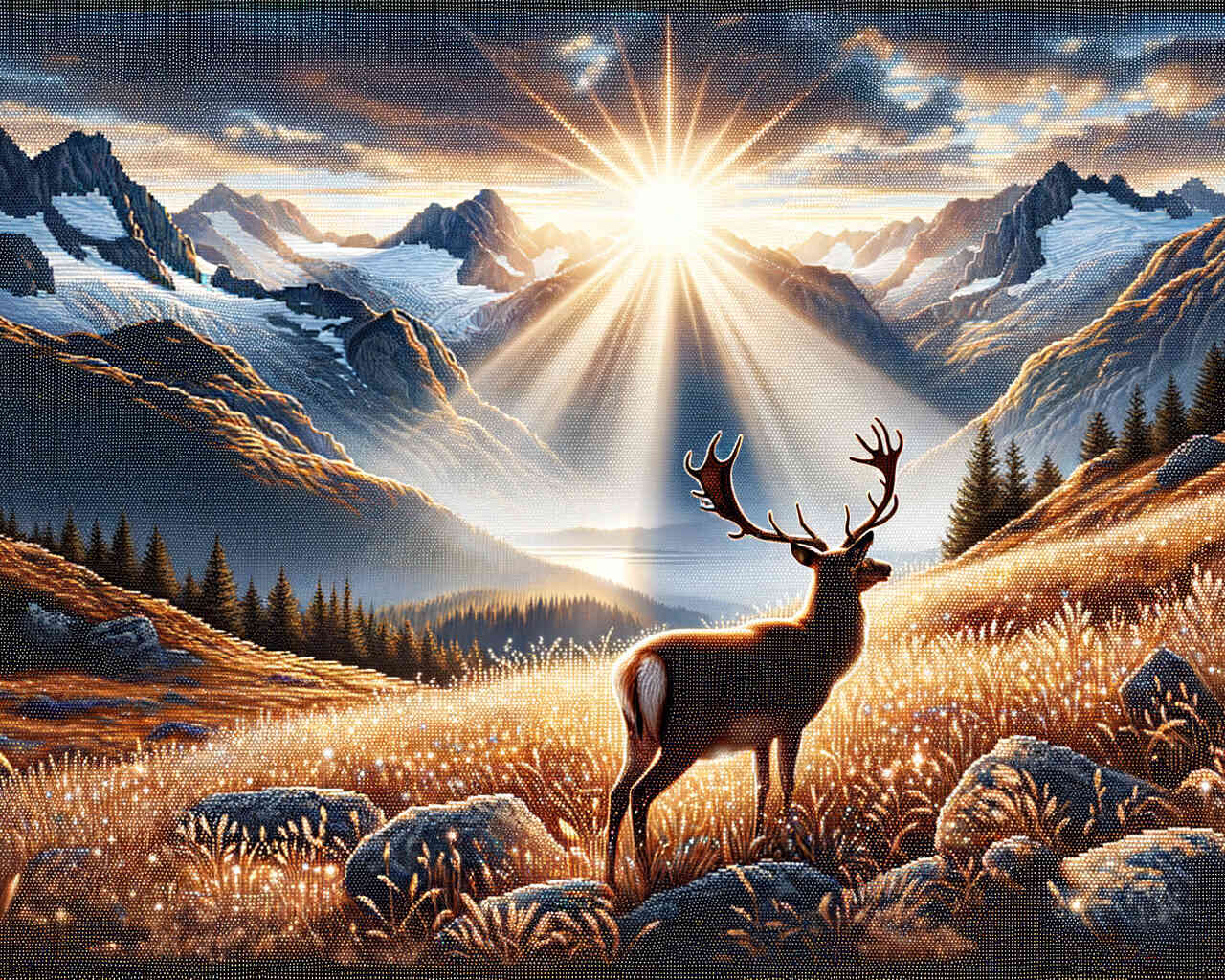 Diamond Painting - Hirsch auf Berg