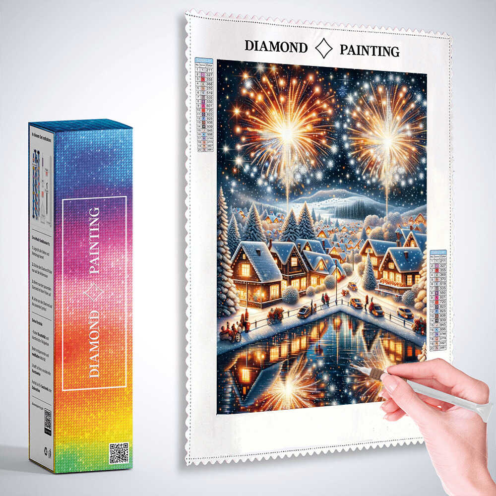 Diamond Painting - Silvester, Winterdorf