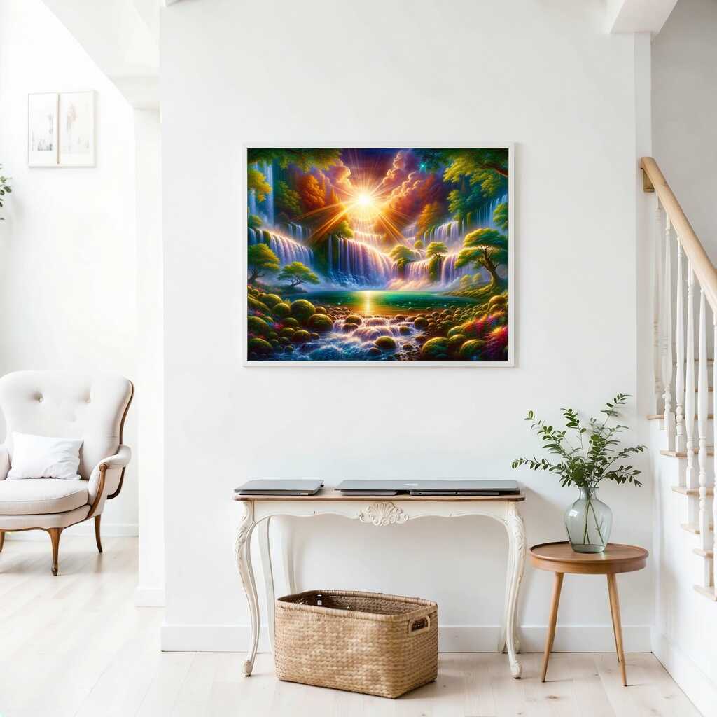 Diamond Painting - Höhle mit Wasserfall