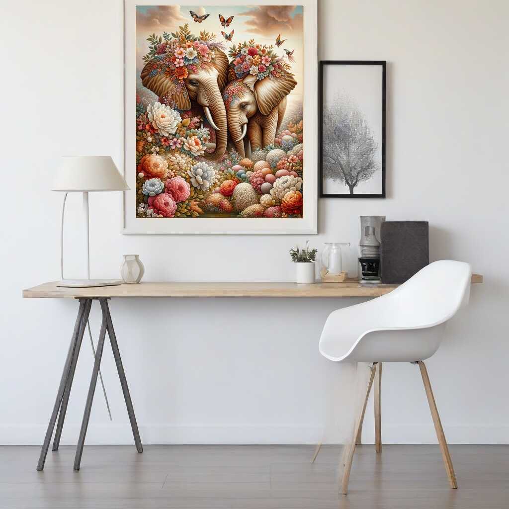 Diamond Painting - Blumige Elefanten