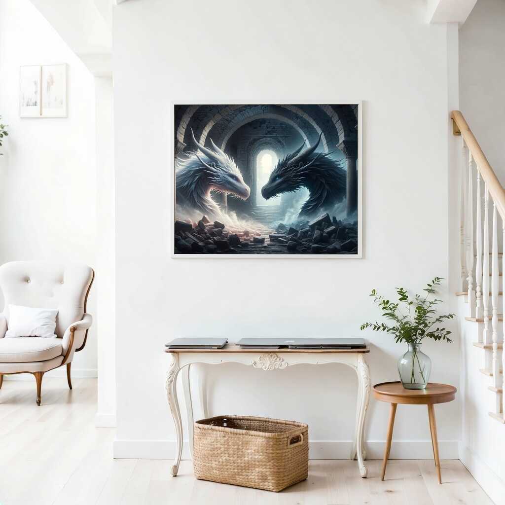 Diamond Painting - Schwarz und Weiß, Drachen
