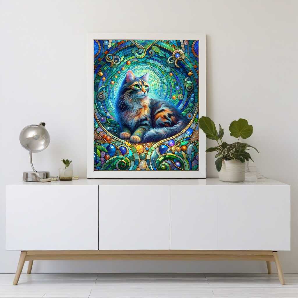 Diamond Painting - Katzenmosaik gefleckte Katze