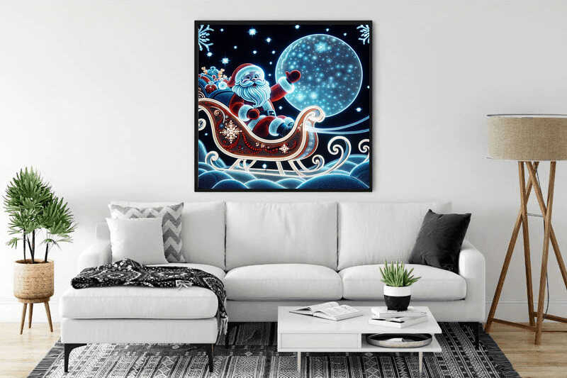 Diamond Painting - Merry Christmas Weihnachtsmann in Schlitten