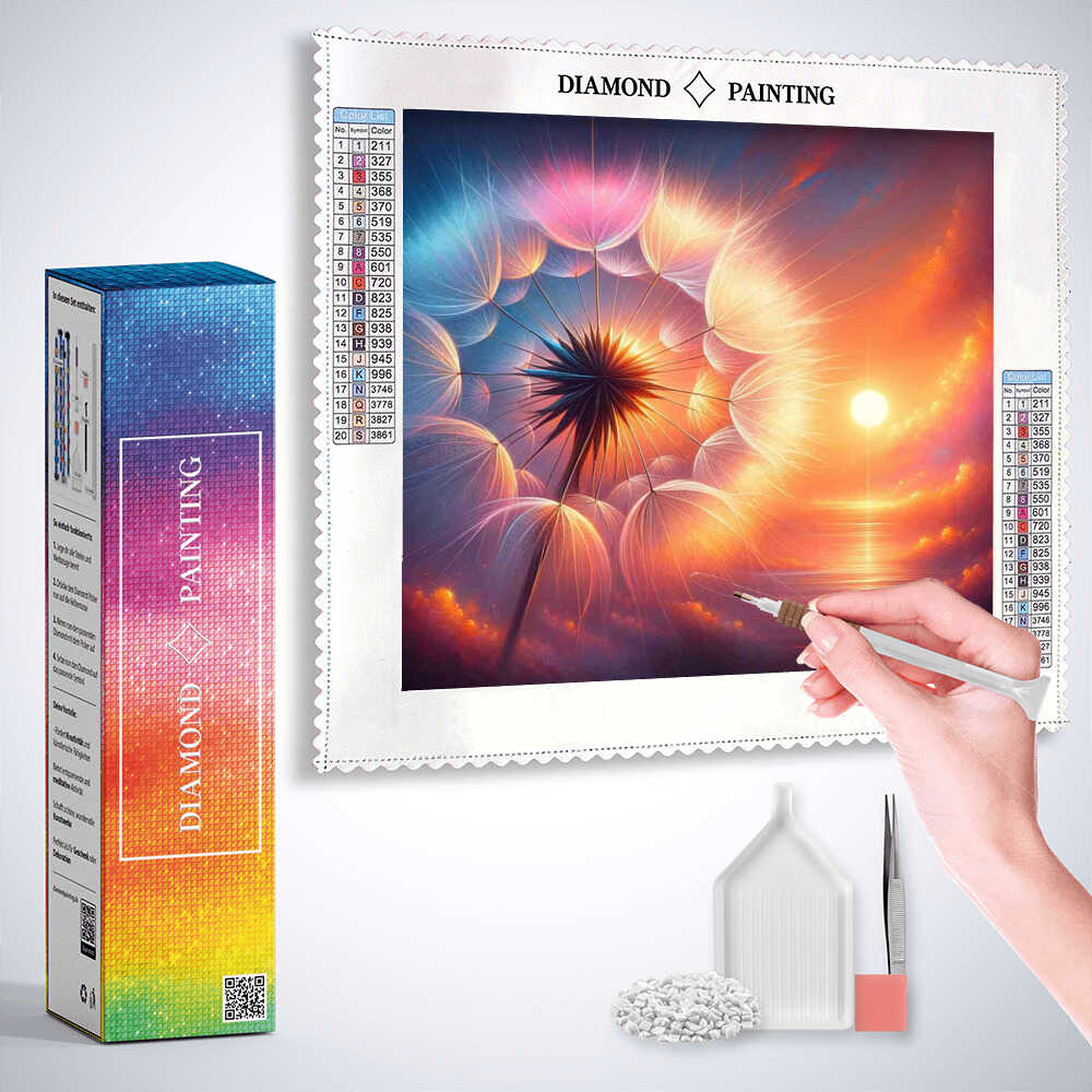 Diamond Painting - Pusteblume, Sonnenuntergang