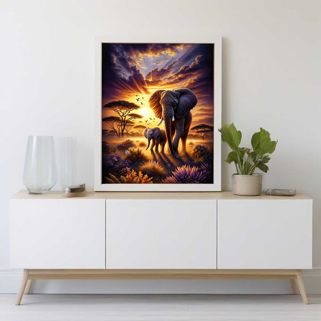 Diamond Painting - Elefant Mutter und Kalb