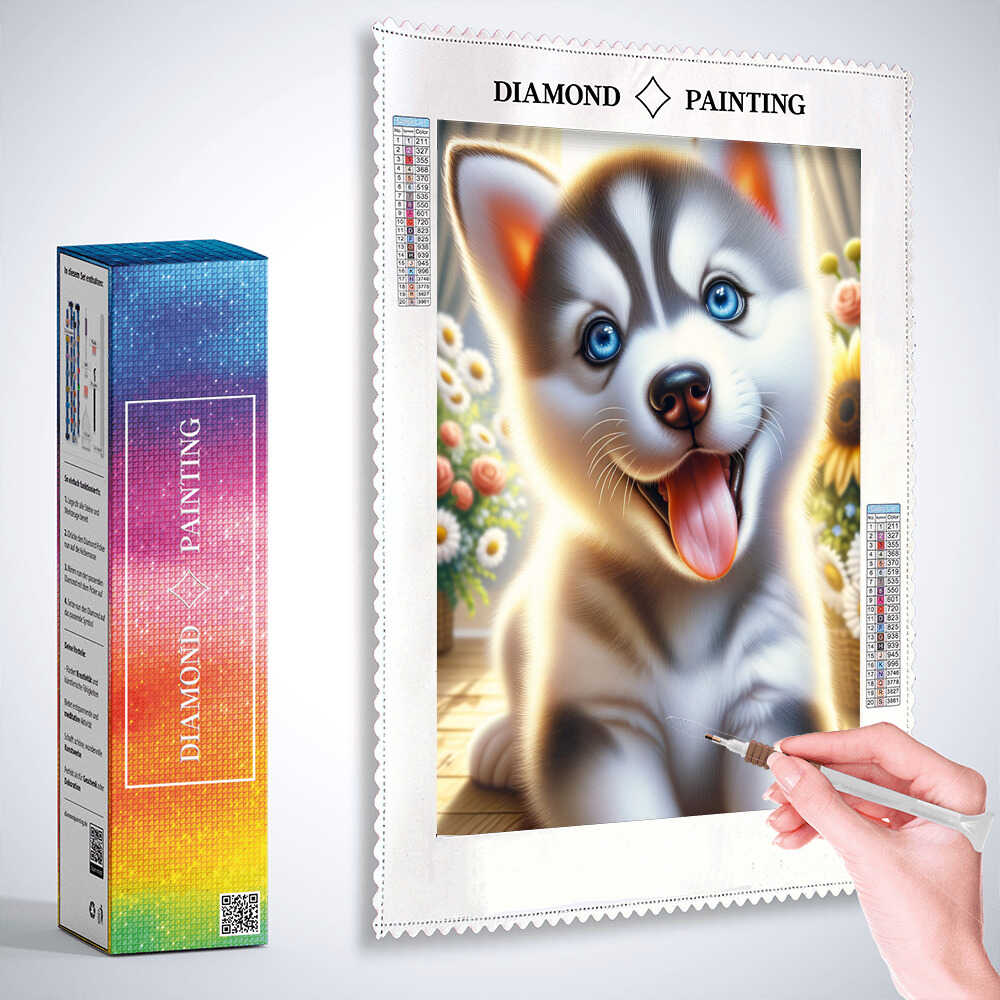 Diamond Painting - Husky Welpe vergnügt