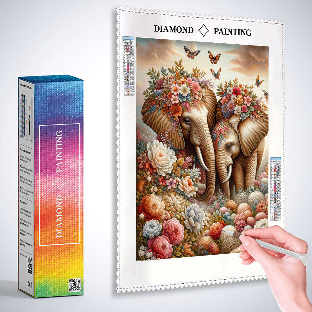 Diamond Painting - Blumige Elefanten