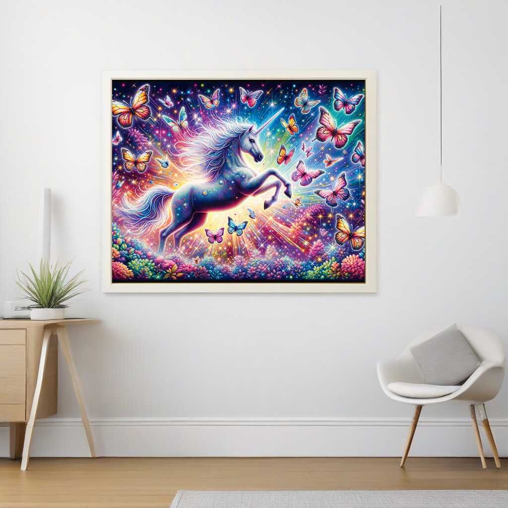 Diamond Painting - Einhörner und Schmetterlinge