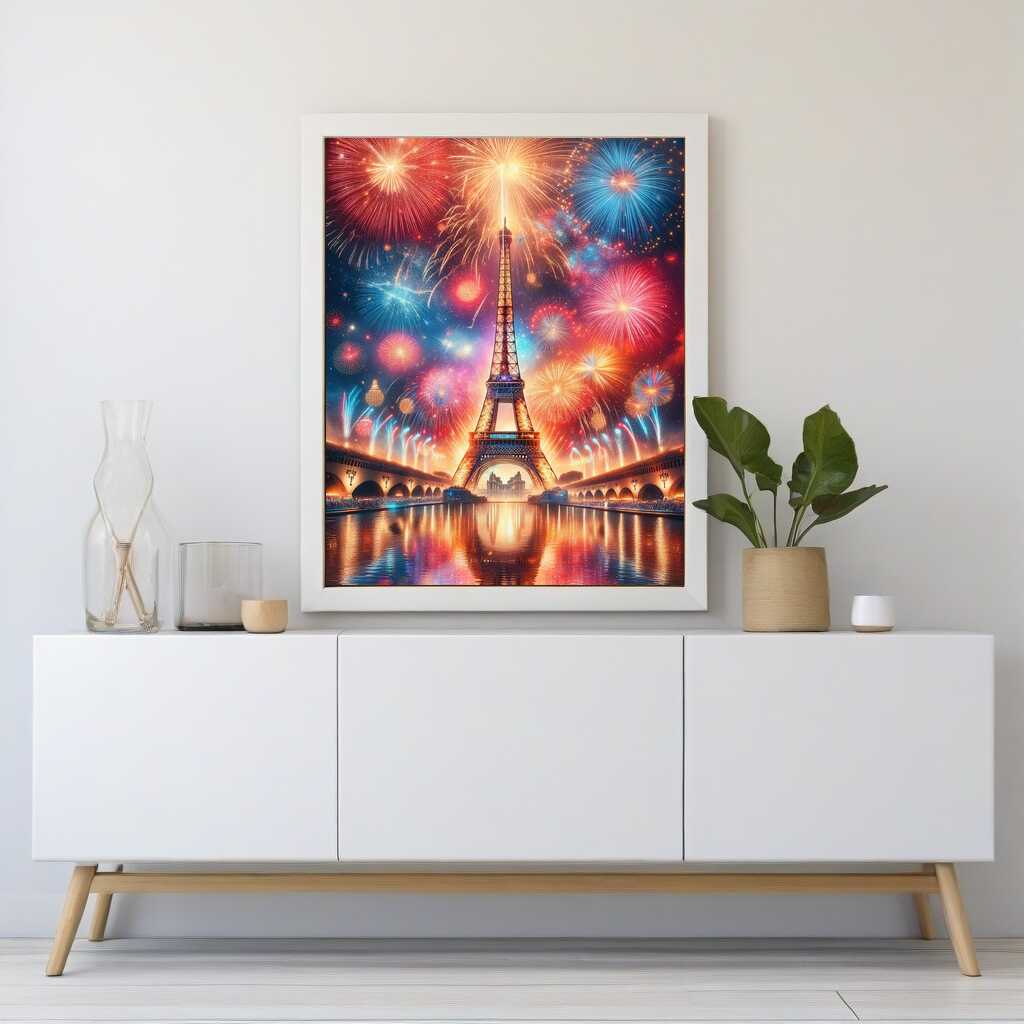 Diamond Painting - Farbiger Eiffelturm Feuerwerk