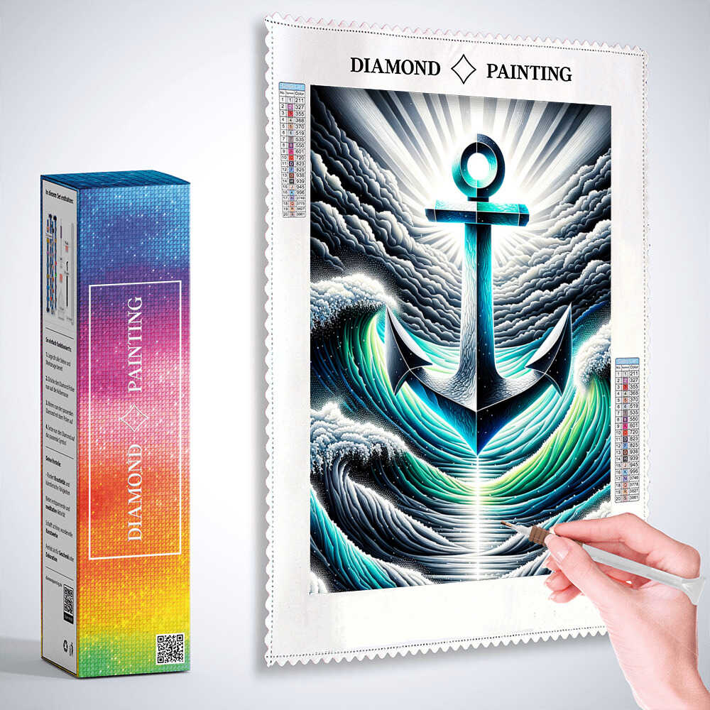 Diamond Painting - Schwarz weiß mit Anker Highlight