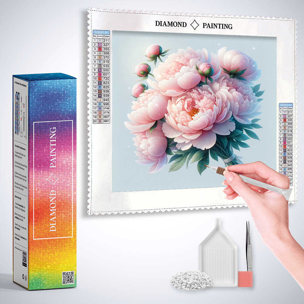 Diamond Painting - Pfingstrosenstrauß Rosa