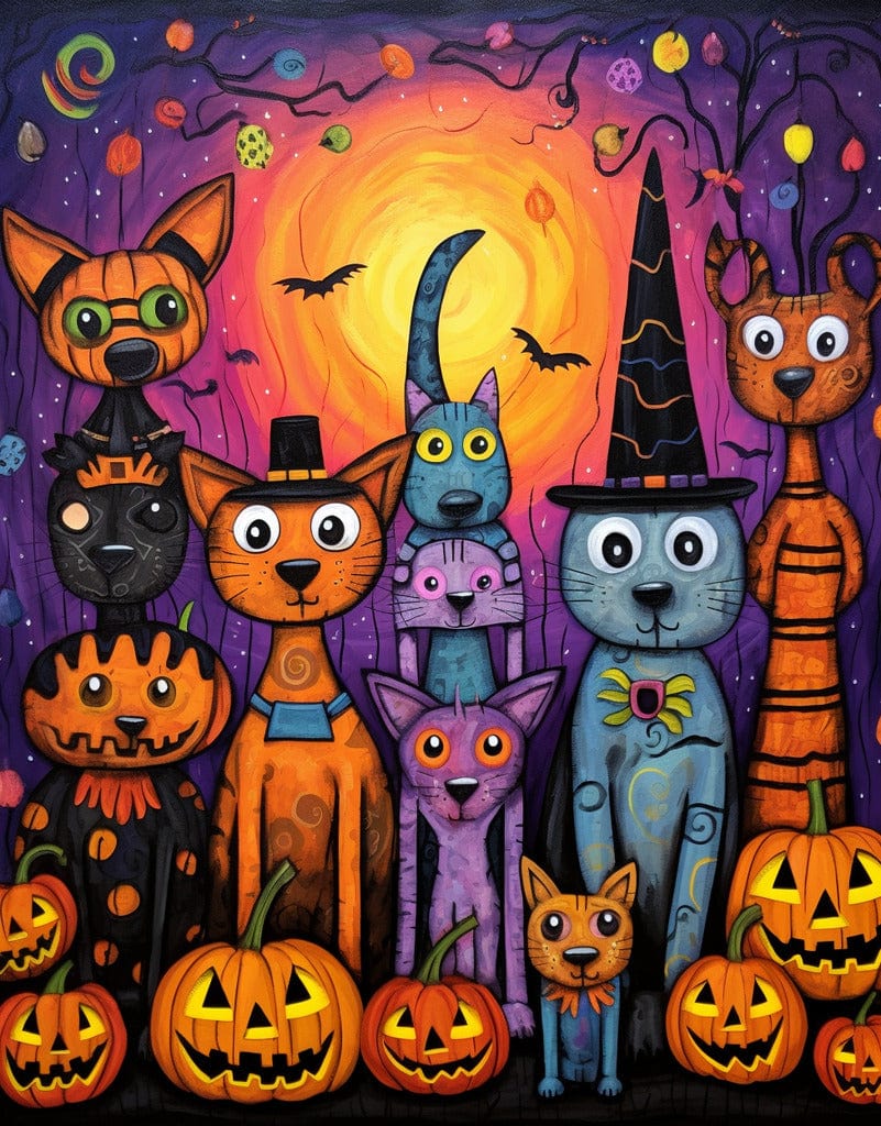 Diamond Painting - Halloween Katzen, Hunde, Spinne