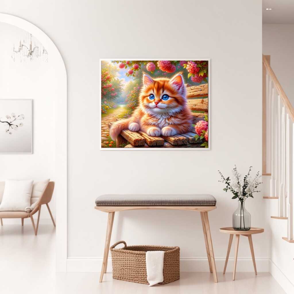 Diamond Painting - Kitten auf Bank