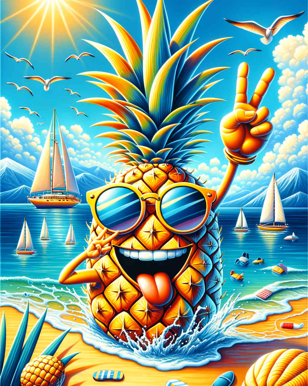 Diamond Painting - Ananas macht Urlaub