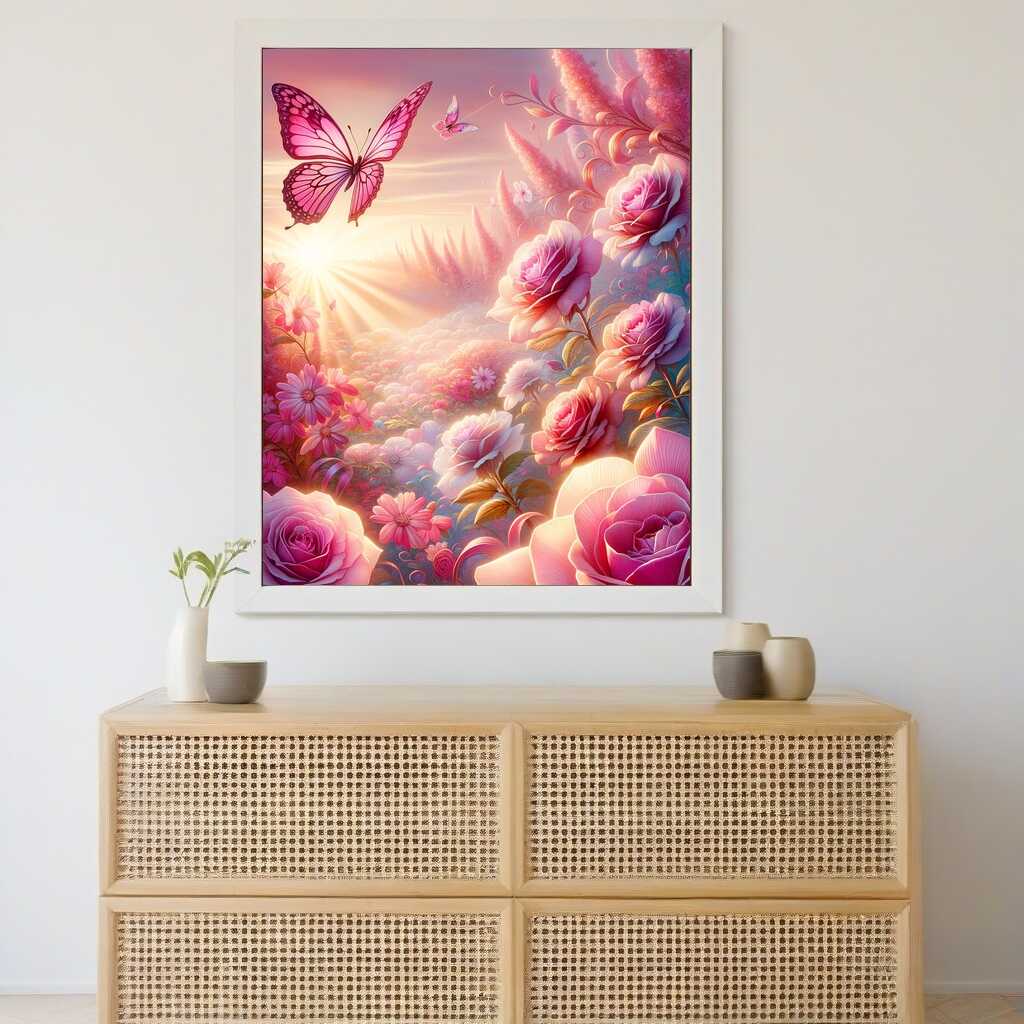 Diamond Painting - Rosa Rosenschmetterling