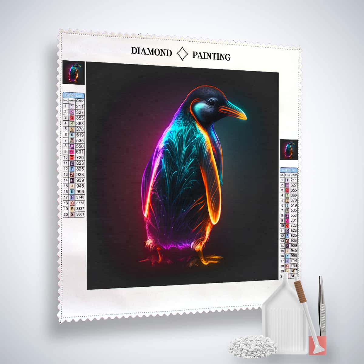 AB Diamond Painting - Neon Pinguin - gedruckt in Ultra-HD - AB Diamond, Neu eingetroffen, Pinguin, Quadratisch, Tiere
