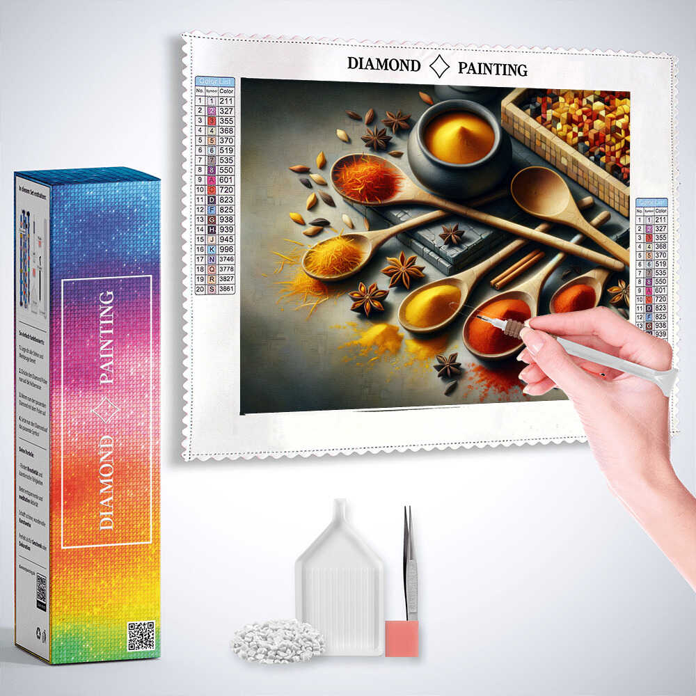 Diamond Painting - Gewürze Holzlöffel